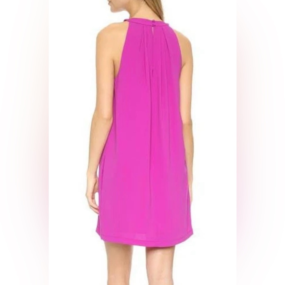 NWT | BCBG Maxazria | Tristyn Pleated Halter Dress | Magenta | L - Picture 2 of 6